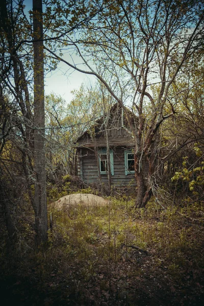 Abandoned Houses Exclusion Zone Chernobyl Zone — Stock Photo, Image