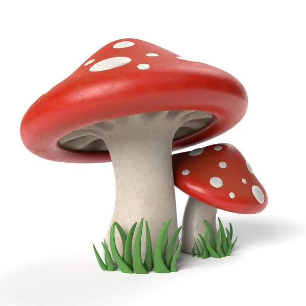 Bir Çizgi Film Toadstool Mantarının Üç Boyutlu Fotoğrafı