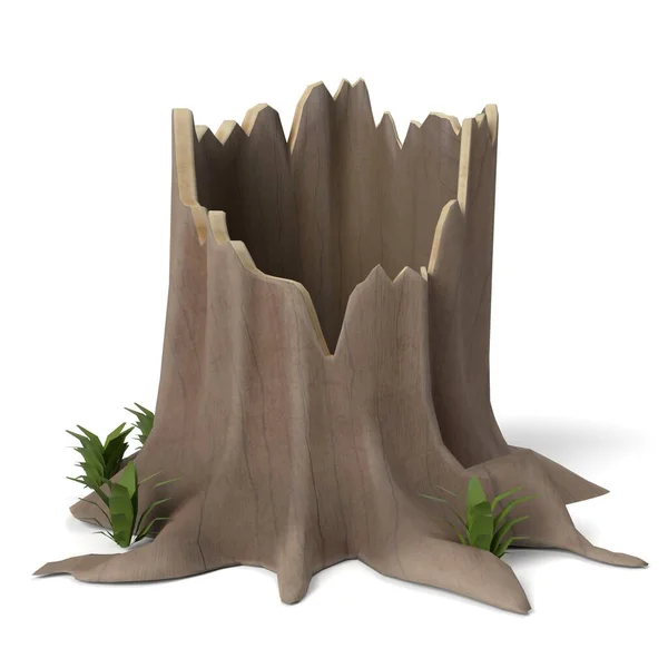 3D Illustration of a Cartoon Tree Stump