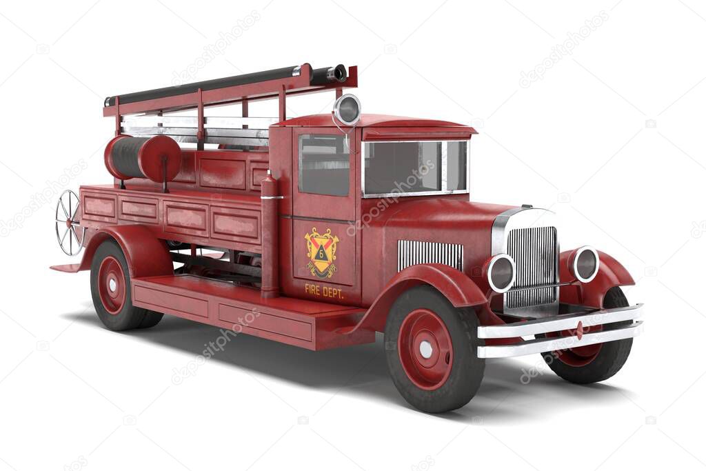 3D Illustration of an Old Firetruck
