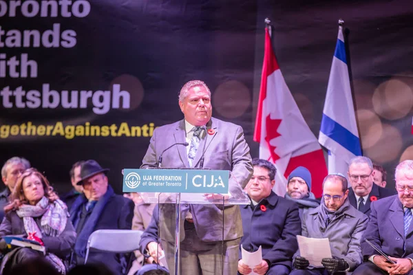 Ontario Başbakanı Doug Ford Toronto Yahudi Cemaati Nöbeti Sırasında Mel — Stok fotoğraf