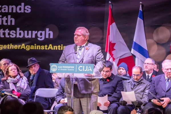 Ontario Başbakanı Doug Ford Toronto Yahudi Cemaati Nöbeti Sırasında Mel — Stok fotoğraf