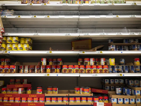 Als Gevolg Van Coronavirus Angst Kruidenierswinkel Planken Zijn Leeg Als — Stockfoto