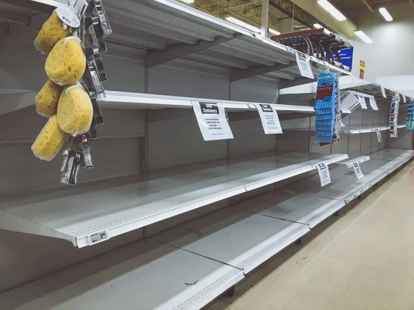 Als Gevolg Van Coronavirus Angst Kruidenierswinkel Planken Zijn Leeg Als — Stockfoto