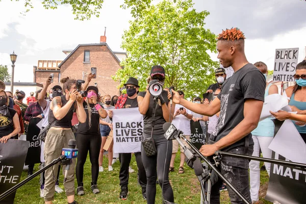 Toronto Ontario Kanada Június 2020 Rasszizmus Ellenes Hadjárat Szolidaritás Fekete — Stock Fotó
