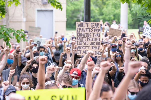 Toronto Ontario Canada Giugno 2020 Marcia Contro Razzismo Solidarietà Con — Foto Stock