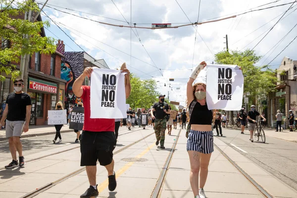 Toronto Ontario Kanada Června 2020 Protirasistický Pochod Solidarita Černými Životy — Stock fotografie