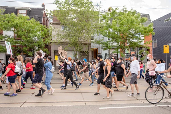 Toronto Ontario Kanada Června 2020 Protirasistický Pochod Solidarita Černými Životy — Stock fotografie