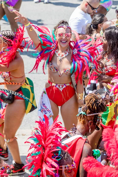 Toronto Ontario Canada Agosto 2019 Participantes Grande Desfile Carnaval Caribe — Fotografia de Stock