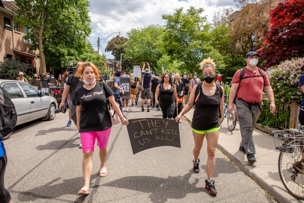 Toronto Ontario Canadá Junio 2020 Marcha Contra Racismo Solidaridad Con — Foto de Stock