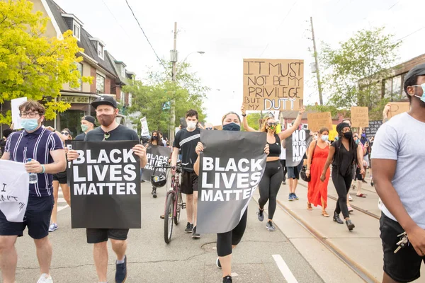 Toronto Ontario Kanada Június 2020 Rasszizmus Ellenes Hadjárat Szolidaritás Fekete — Stock Fotó