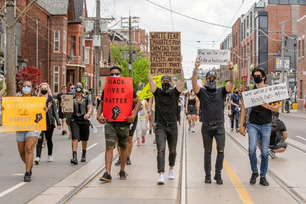 Toronto Ontario Kanada Június 2020 Rasszizmus Ellenes Hadjárat Szolidaritás Fekete — Stock Fotó