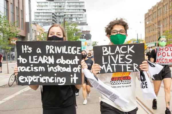 Toronto Ontario Canadá Junio 2020 Marcha Contra Racismo Solidaridad Con — Foto de Stock