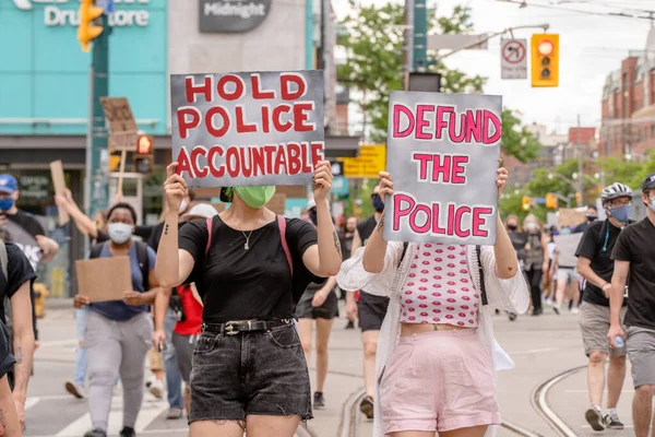 Toronto Ontario Kanada Június 2020 Rasszizmus Ellenes Hadjárat Szolidaritás Fekete — Stock Fotó