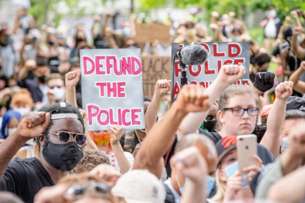 Toronto Ontario Canada Junho 2020 Marcha Racismo Solidariedade Com Matéria — Fotografia de Stock