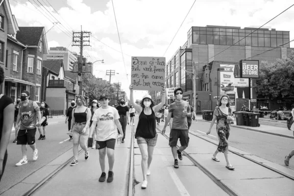 Toronto Ontario Kanada Června 2020 Protirasistický Pochod Solidarita Černými Životy — Stock fotografie