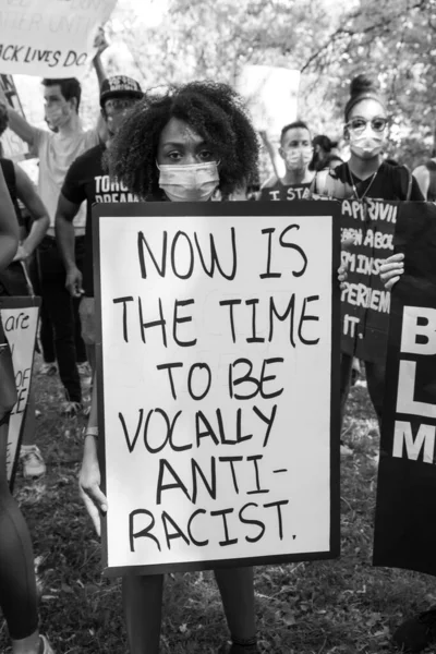 Toronto Ontario Canada Junho 2020 Marcha Racismo Solidariedade Com Matéria — Fotografia de Stock