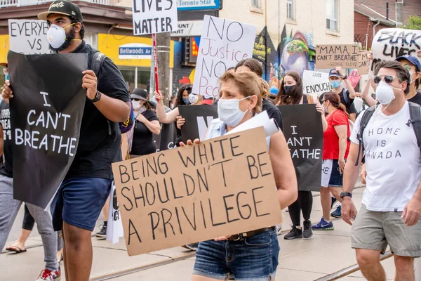 Toronto Ontario Canada June 2020 Racism March Solidarity Black Lives — Stock Photo, Image