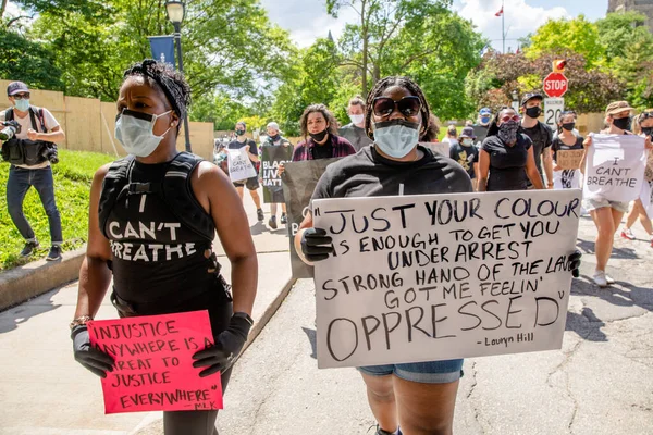 Toronto Ontario Canadá Junio 2020 Marcha Contra Racismo Solidaridad Con —  Fotos de Stock