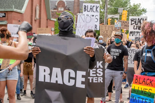 Toronto Ontario Canada Ιουνιου 2020 Πορεία Κατά Του Ρατσισμού Αλληλέγγυα — Φωτογραφία Αρχείου