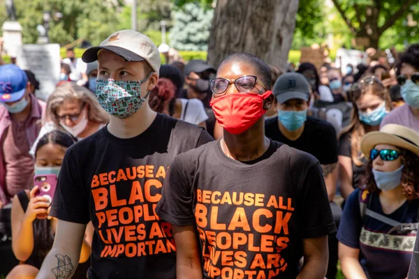 Toronto Ontario Canada Junho 2020 Marcha Racismo Solidariedade Com Matéria — Fotografia de Stock