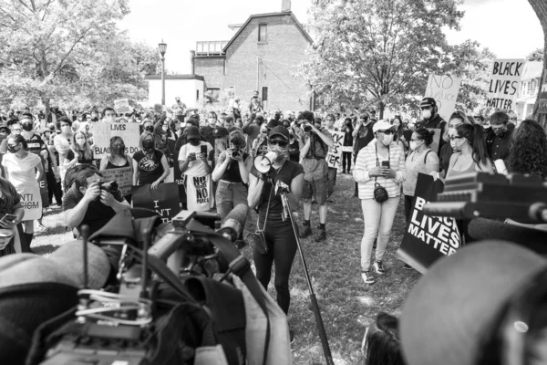 Toronto Ontario Canada Giugno 2020 Marcia Contro Razzismo Solidarietà Con — Foto Stock