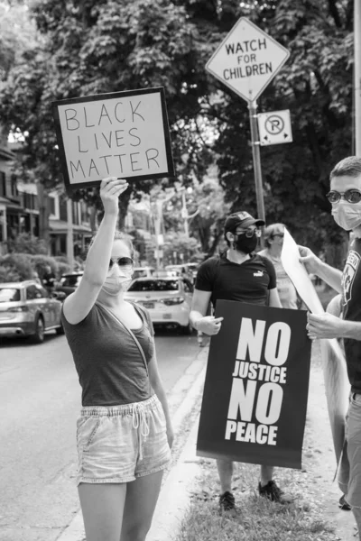 Toronto Ontario Canadá Junio 2020 Marcha Contra Racismo Solidaridad Con —  Fotos de Stock