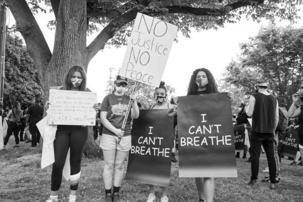 Toronto Ontario Kanada Czerwca 2020 Marsz Antyrasistowski Solidarności Black Lives — Zdjęcie stockowe