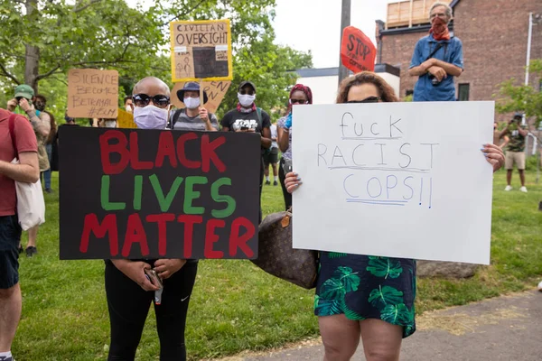 Toronto Ontario Canada Junho 2020 Marcha Racismo Solidariedade Com Matéria — Fotografia de Stock