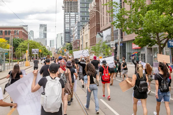 Toronto Ontario Kanada Június 2020 Rasszizmus Ellenes Hadjárat Szolidaritás Fekete — Stock Fotó