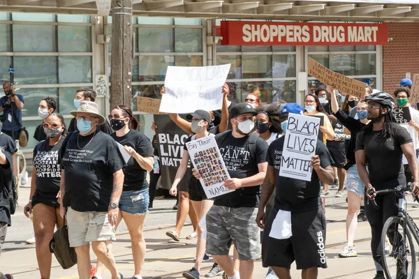 Toronto Ontario Canada Ιουνιου 2020 Πορεία Κατά Του Ρατσισμού Αλληλέγγυα — Φωτογραφία Αρχείου