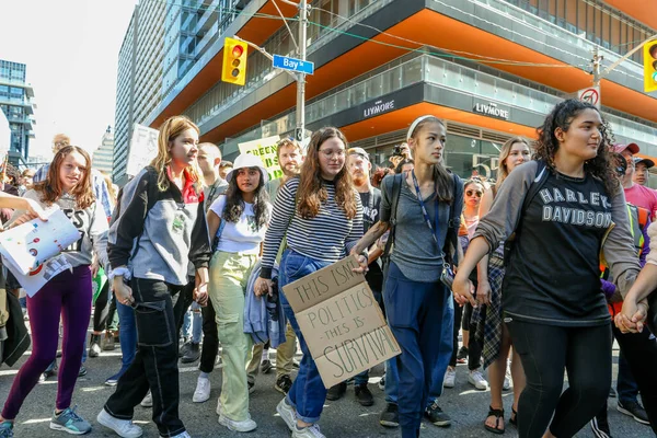 Toronto Ontario Canadá Septiembre 2019 Protesta Contra Cambio Climático Viernes —  Fotos de Stock