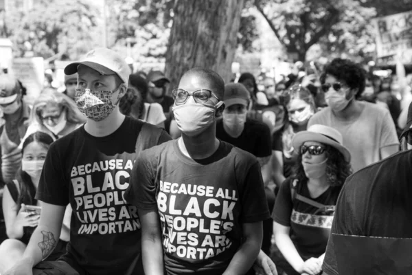 Toronto Ontario Canada June 2020 Rasisme Mars Solidaritet Med Black – stockfoto