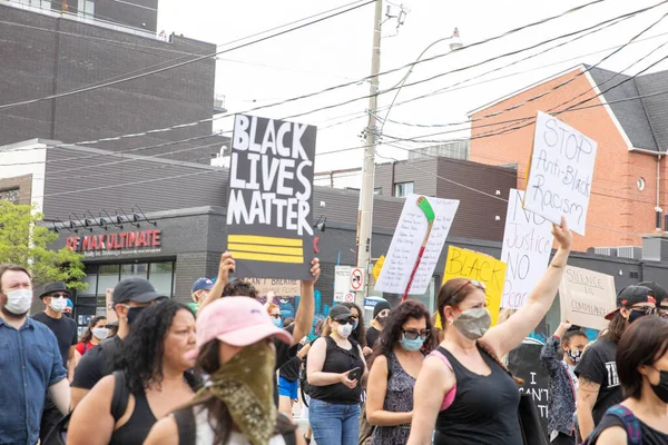 Toronto Ontario Kanada Června 2020 Protirasistický Pochod Solidarita Černými Životy — Stock fotografie