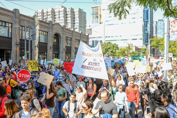 Toronto Ontario Canadá Septiembre 2019 Protesta Contra Cambio Climático Viernes — Foto de Stock