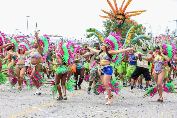 Toronto Ontario Canada Agosto 2019 Participantes Grande Desfile Carnaval Caribe — Fotografia de Stock