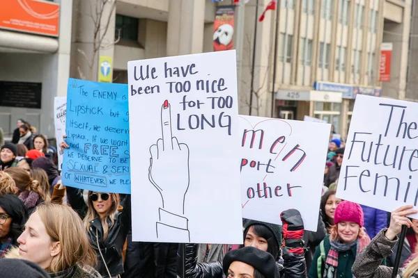 Toronto Ontario Canadá Enero 2018 Mujeres Marchan Definiendo Nuestro Futuro — Foto de Stock