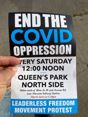 COVID 19 DAILY LIFE - May 14, 2021 photos, gathering of anti-covid believers, anti-vaccine, anti-mask people in Toronto clipart