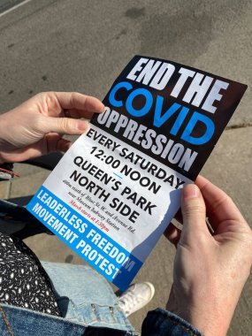 COVID 19 DAILY LIFE - May 14, 2021 photos, gathering of anti-covid believers, anti-vaccine, anti-mask people in Toronto clipart