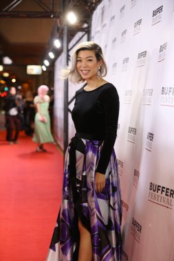 Toronto, Ontario, Kanada - 21 Ekim 2016: Buffer Festivali Kırmızı Halı. Tampon Festivali, YouTube ve Online içerik yaratıcılarının katıldığı bir festivaldir..