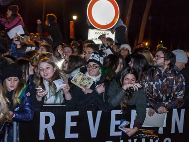 Roma, İtalya - 15 Ocak 2016: İtalyan aktör Leonardo DiCaprio, Amerikalı aktörün son filmi 