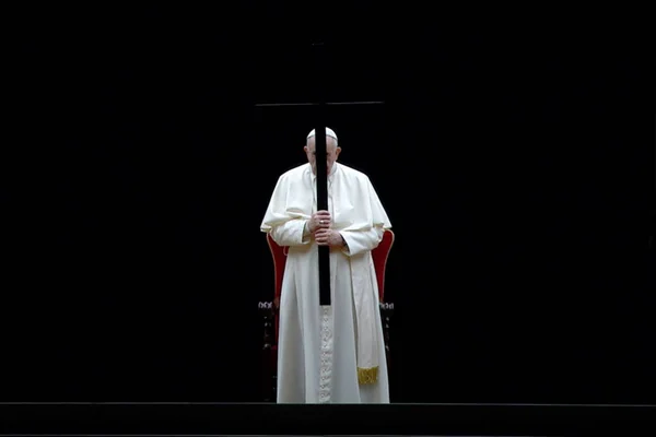 Roma Itália Abril 2021 Celebrações Crucis Praça São Pedro Papa — Fotografia de Stock