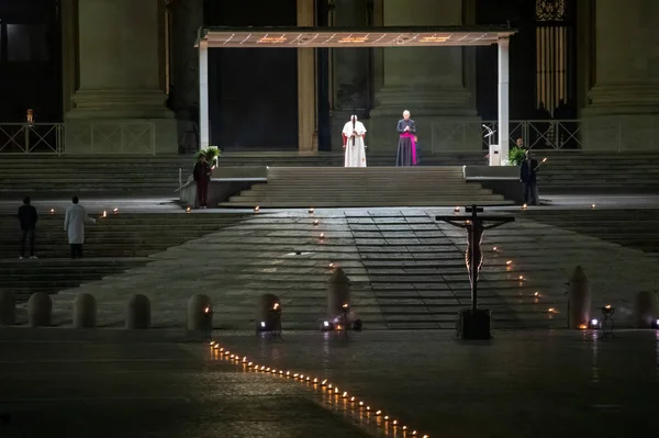 Roma Itália Abril 2021 Celebrações Crucis Praça São Pedro Papa — Fotografia de Stock