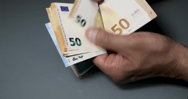 Recuento Manual Billetes Euros Efectivo Euros Euros — Vídeo de stock