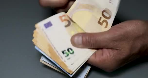 Avro Banknotlarının Elle Sayımı Nakit Euro Euro — Stok video