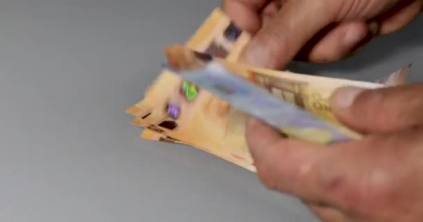 Manuelle Zählung Der Euro Banknoten Bargeld Euroscheine Und Euro Scheine — Stockvideo