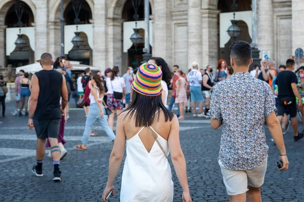 Rzym Włochy Czerwca 2021 Powszechna Demonstracja Rzecz Praw Społeczności Lgbt — Zdjęcie stockowe