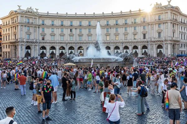 Řím Itálie Června 2021 Univerzální Demonstrace Práva Lgbt Komunity Pochod — Stock fotografie