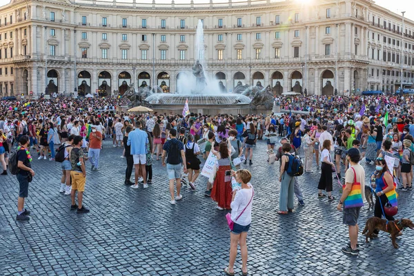 Řím Itálie Června 2021 Univerzální Demonstrace Práva Lgbt Komunity Pochod — Stock fotografie