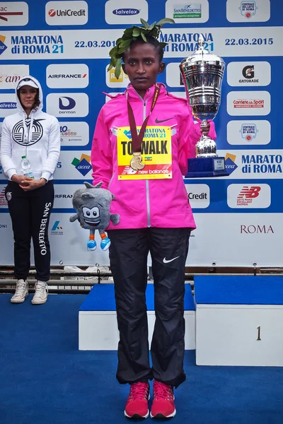 Meseret Kitata Tolwak, won the women's race at the 21th Rome Mar